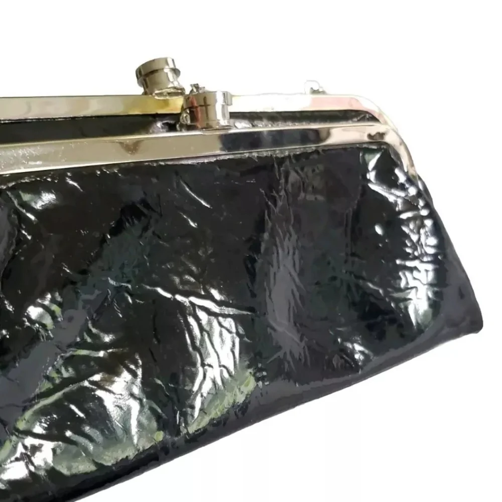 White House Black Market Black Clutch with Silver Chain - Picture 11 of 12